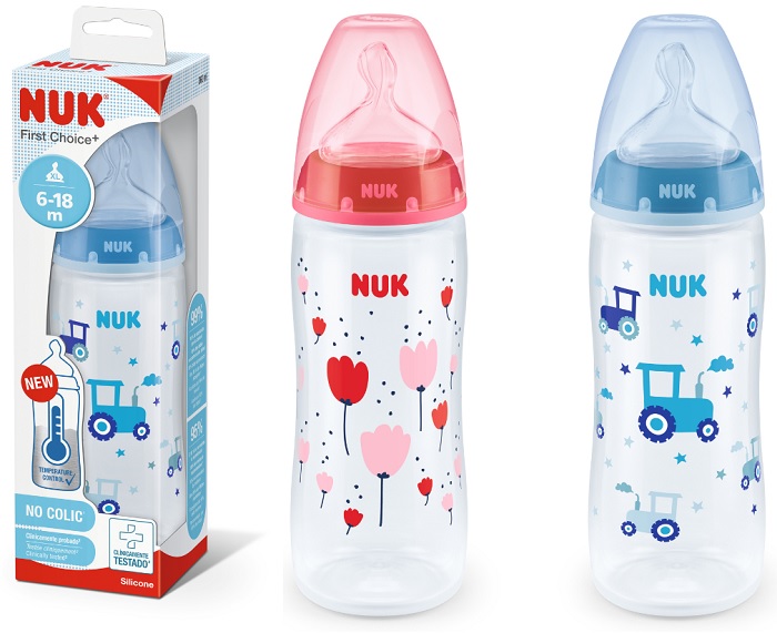 NUK BIBERON FIRST CHOICE+ TEMPERATURE CONTROL IN POLIPROPILENE DA 360 ML TETTARELLA IN SILICONE 6-18 MESI - farmasorriso.com