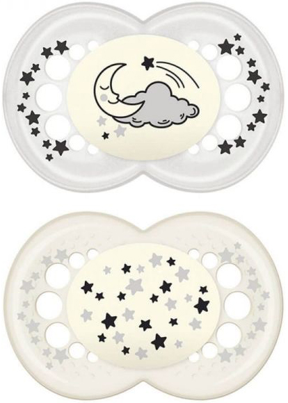 MAM SUCCHIETTO ORIGINAL NIGHT 6+ MESI SILICONE NEUTRO 2 PEZZI - farmasorriso.com