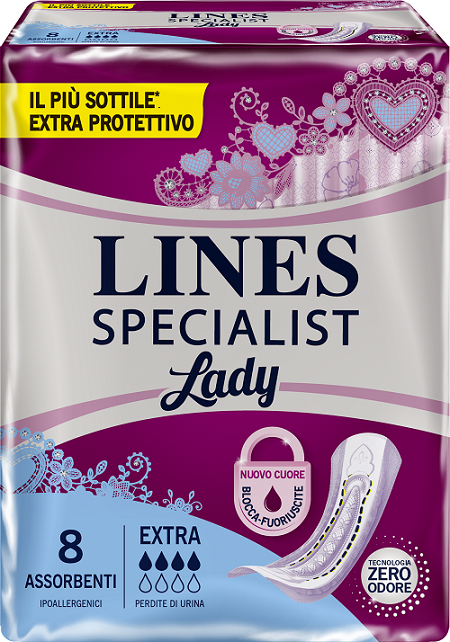 ASSORBENTI LINES SPECIALIST LADY EXTRA IPOALLERGENICI 8 PEZZI - farmasorriso.com