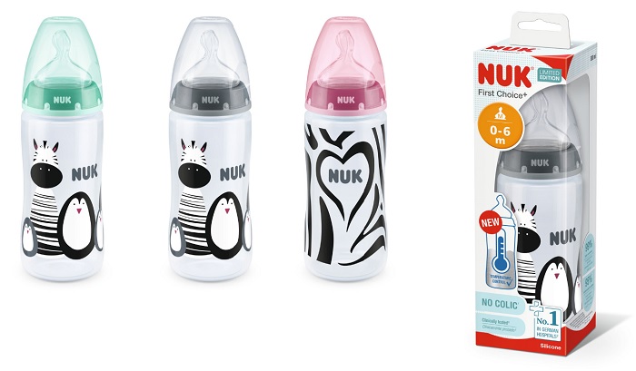 NUK BIBERON FIRST CHOICE+ TEMPERATURE CONTROL MONOCHROME IN POLIPROPILENE DA 300 ML TETTARELLA IN SILICONE 0-6 MESI - farmasorriso.com