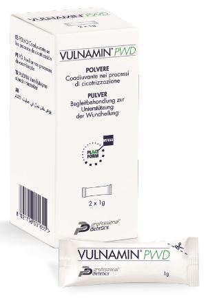 VULNAMIN PWD MEDICAZIONE INTERATTIVA IN POLVERE DI SODIO JALURONATO E AMINOACIDI 2 STICK PACK - farmasorriso.com