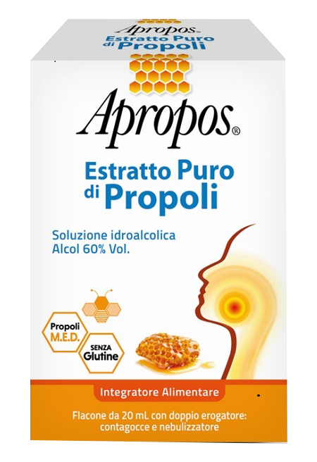 APROPOS ESTRATTO PURO DI PROPOLI SPRAY+CONTAGOCCE 20 ML - farmasorriso.com
