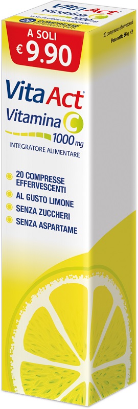 VITA ACT VITAMINA C 1000MG 20 COMPRESSE EFFERVESCENTI LIMONE - farmasorriso.com
