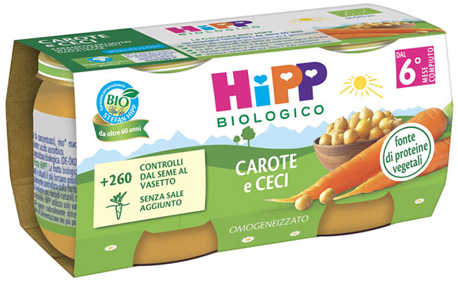 HIPP BIO OMOGENEIZZATO CAROTE/CECI 2X80 G - farmasorriso.com