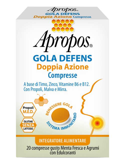 APROPOS GOLA DEFENS DOPPIA AZIONE 20 COMPRESSE - farmasorriso.com