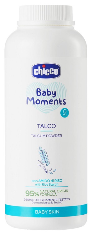 CHICCO BABY MOMENTS TALCO IN POLVERE CON AMIDO DI RISO 150 G - farmasorriso.com