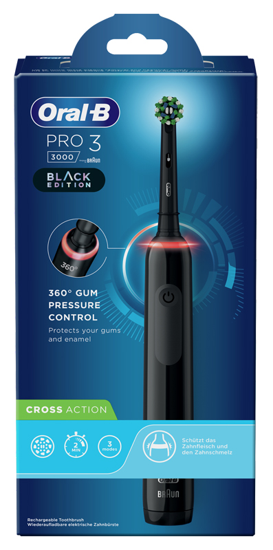 ORALB PRO3 BLACK CROSSACTION SPAZZOLINO ELETTRICO - farmasorriso.com
