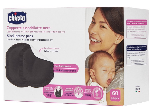 CHICCO COPPETTA ASSORBILATTE ANTIBATTERICA NERA 60 PEZZI - farmasorriso.com