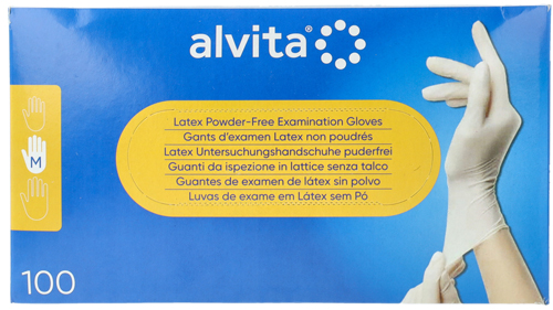 GUANTI IN LATTICE SENZA POLVERE TAGLIA MEDIA 100 PEZZI ALVITA - farmasorriso.com