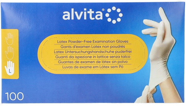 GUANTI IN LATTICE SENZA POLVERE TAGLIA LARGE 100 PEZZI ALVITA - farmasorriso.com