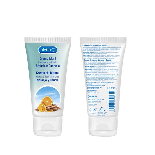 ALVITA CREMA MANI ARANCIA E CANNELLA 100 ML - farmasorriso.com