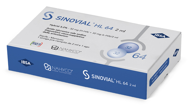 SIRINGA INTRA-ARTICOLARE SINOVIAL HL 64 ACIDO IALURONICO SALE SODICO 3,2% 32MG H-HA + 32MG H-LA/2ML 2 ML - farmasorriso.com