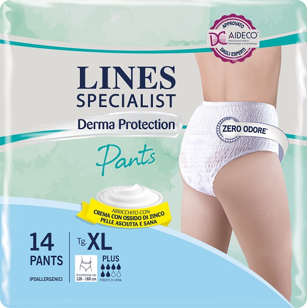 PANNOLONE PER INCONTINENZA LINES SPECIALIST DERMA PANTS PLUS XL 14 PEZZI - farmasorriso.com
