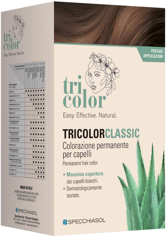 TRICOLOR CLASSIC 3 CASTANO SCURO 2 TUBI 50 ML + 2 SHAKER 50 ML + 4 BUSTINE 8 ML - farmasorriso.com