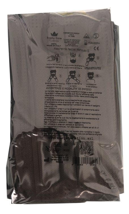 SOPHY CARE MASCHERINA CHIRURGICA TIPO II R003 4 NERO 10 PEZZI - farmasorriso.com