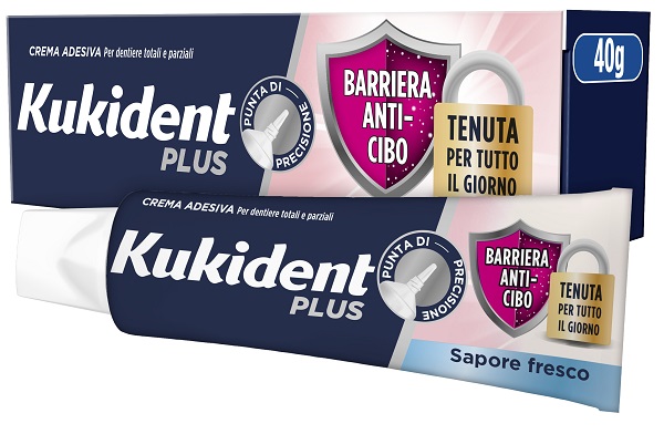 KUKIDENT PLUS BARRIERA ANTI-CIBO FRESCO CREMA ADESIVA DENTIERE 40 G - farmasorriso.com