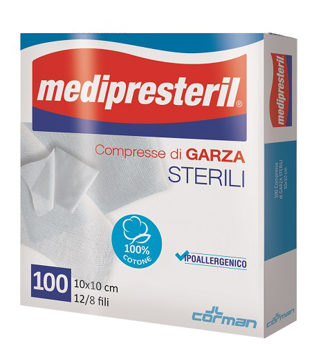 GARZA COMPRESSA MEDIPRESTERIL 12/8 FU 10X10CM 100 PEZZI - farmasorriso.com