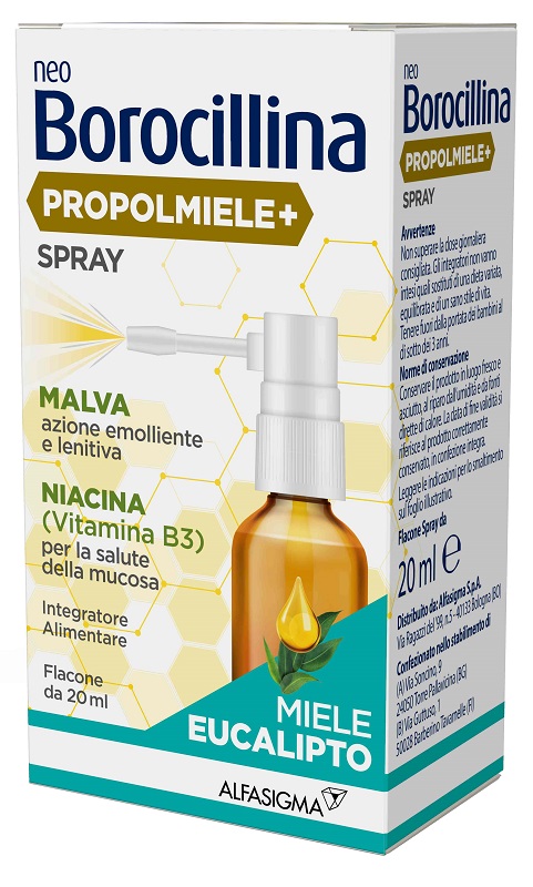NEOBOROCILLINA PROPOLMIELE+ SPRAY MIELE EUCALIPTO 20 ML - farmasorriso.com