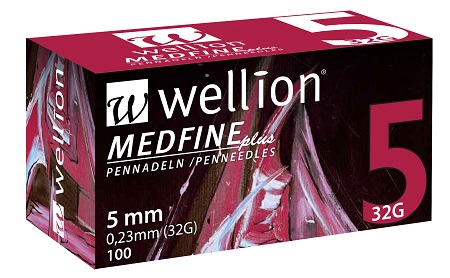 AGO PER PENNA DA INSULINA WELLION MEDFINE PLUS 5 32 GAUGE LUNGHEZZA 5 MM 100 PEZZI - farmasorriso.com