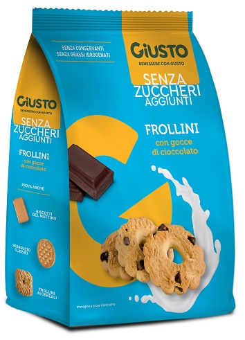 GIUSTO SENZA ZUCCHERO FROLLINI GOCCE CIOCCOLATO SENZA ZUCCHERO 350 G - farmasorriso.com