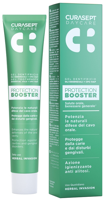 CURASEPT DAYCARE DENTIFRICIO PROTECTION BOOSTER HERBAL INVASION 75 ML - farmasorriso.com