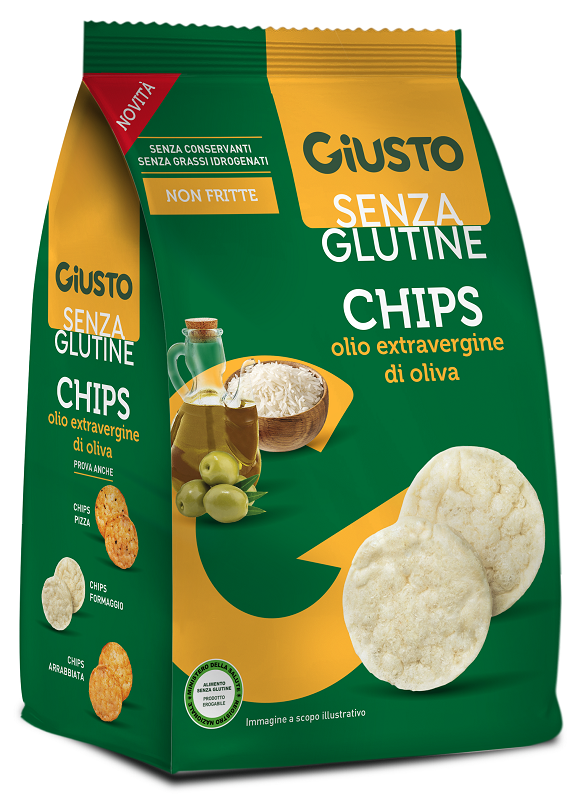 GIUSTO SENZA GLUTINE CHIPS OLIO EXTRAVERGINE DI OLIVA 40 G - farmasorriso.com