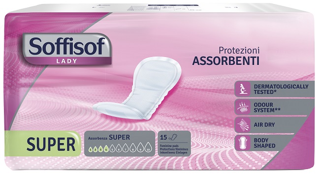PANNOLONE PER INCONTINENZA SOFFISOF LADY AIR DRY SUPER 15 PEZZI - farmasorriso.com