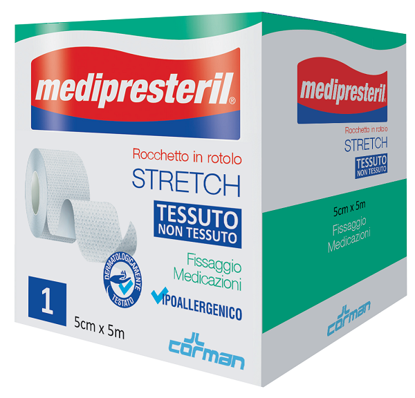 MEDIPRESTERIL ROCCHETTO ROTOLO STRETCH TESSUTO NON TESSUTO 5 CM X 500 CM - farmasorriso.com