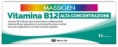 MASSIGEN VITAMINA B12 ALTA CONCENTRAZIONE 14 FLACONCINI - farmasorriso.com