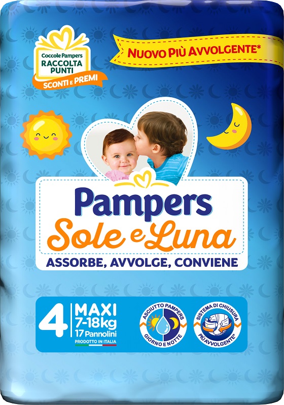 PAMPERS SOLE&LUNA MAXI 17 PEZZI - farmasorriso.com