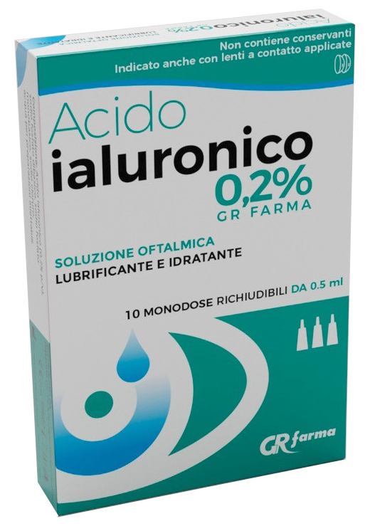 SOLUZIONE OFTALMICA LUBRIFICANTE E IDRATANTE ACIDO IALURONICO 0,2% 10 MONODOSE RICHIUDIBILI DA 0,5 ML - farmasorriso.com