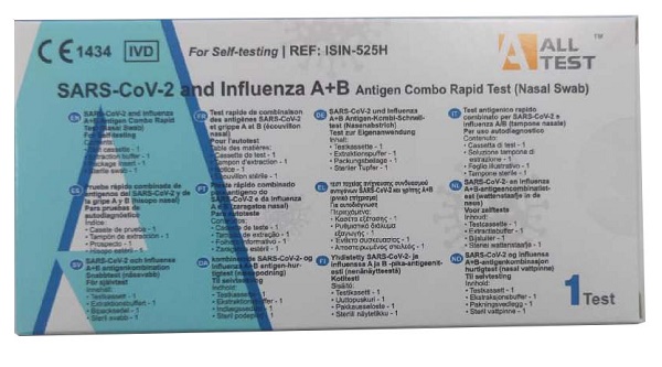 TEST ANTIGENICO RAPIDO COVID-19 ALLTEST AUTODIAGNOSTICO DETERMINAZIONE QUALITATIVA ANTIGENI SARS-COV-2 E INFLUENZA A+B IN TAMPONI NASALI MEDIANTE IMMUNOCROMATOGRAFIA - farmasorriso.com