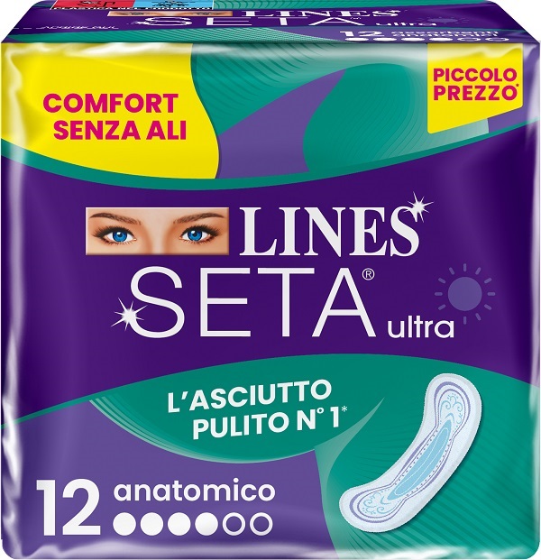 LINES SETA ULTRA ASSORBENTI ANATOMICO DWCT 12 PEZZI - farmasorriso.com