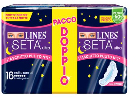 LINES SETA ULTRA ASSORBENTI NOTTE VP DWCT 16 PEZZI - farmasorriso.com