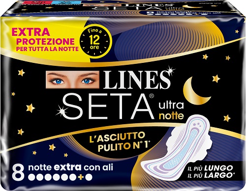 LINES SETA ULTRA ASSORBENTI NOTTE 8 PEZZI - farmasorriso.com