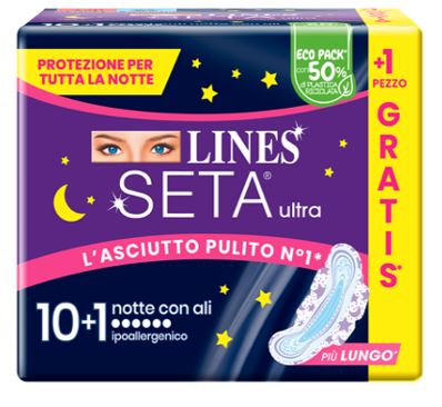 LINES SETA ULTRA ASSORBENTI NOTTE CP 10+1 PEZZI - farmasorriso.com