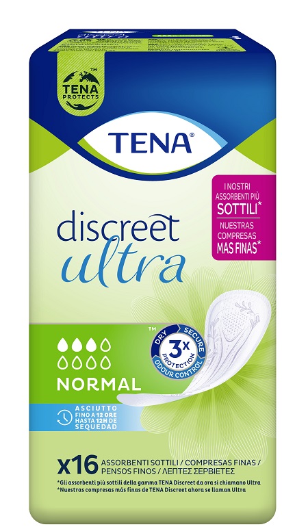 PANNOLONE SAGOMATO TENA DISCREET ULTRA NORMAL 16 PEZZI - farmasorriso.com