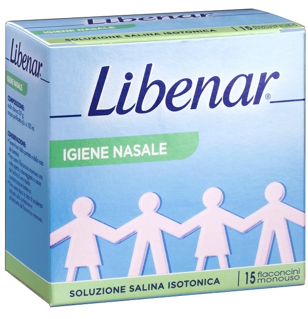 SOLUZIONE SALINA ISOTONICA 0,9% LIBENAR PER IGIENE NASALE 15 FLACONCINI MONOUSO X 5 ML - farmasorriso.com