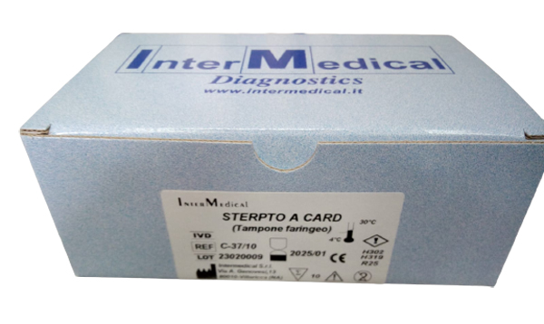 TEST RAPIDO STREPTOCOCCO A INTERMEDICAL DETERMINAZIONE QUALITATIVA ANTIGENE STREPTOCOCCO A IN TAMPONE FARINGEO MEDIANTE IMMUNOCROMATOGRAFIA 10 PEZZI - farmasorriso.com