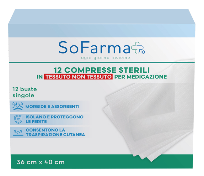 GARZA COMPRESSA IN TNT 36X40 CM 12 PEZZI SOFARMAPIU' - farmasorriso.com