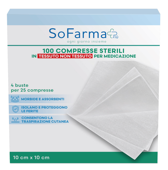 GARZA COMPRESSA IN TNT 10X10 CM 25 PEZZI SOFARMAPIU' - farmasorriso.com