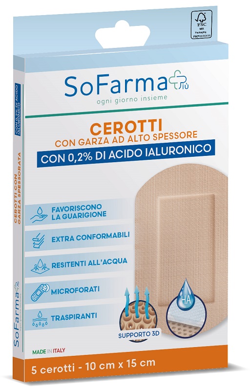 CEROTTO CICATRIZZANTE 10X15 CM 5 PEZZI SOFARMAPIU' - farmasorriso.com