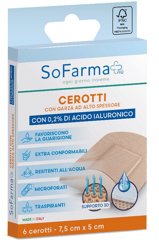 CEROTTO CICATRIZZANTE 7,5X5 CM 6 PEZZI SOFARMAPIU' - farmasorriso.com