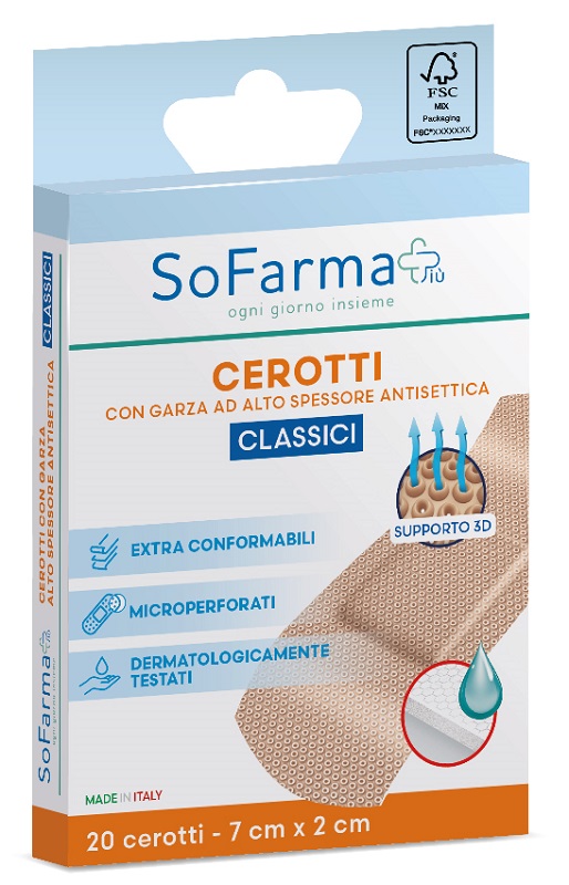 CEROTTO CLASSICO 7X2 CM 20 PEZZI SOFARMAPIU' - farmasorriso.com