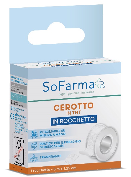 ROCCHETTO TESSUTO NON TESSUTO M 5X1,25 CM SOFARMAPIU' - farmasorriso.com