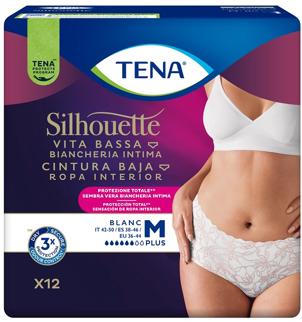 PANNOLONE A MUTANDINA ASSORBENTE TENA SILHOUETTE PLUS WHITE MEDIUM 12 PEZZI - farmasorriso.com