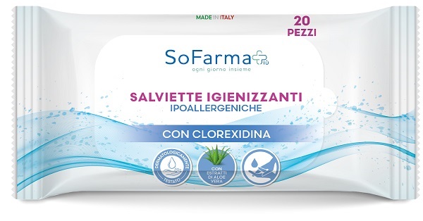 SALVIETTINE IGIENIZZANTI POCKET CLOREXIDINA 20 PEZZI SOFARMAPIU' - farmasorriso.com
