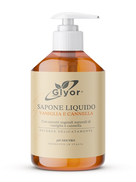 GLYOR SAPONE MANI VISO VANIGLIA E CANNELLA 500 ML - farmasorriso.com