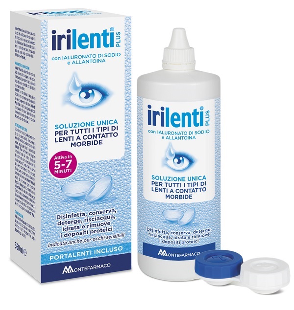 SOLUZIONE UNICA PER LENTI A CONTATTO IRILENTI 360 ML + PORTALENTI - farmasorriso.com