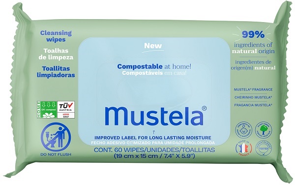 MUSTELA SALVIETTE COMPOSTABILI PROFUMATE 60 PEZZI - farmasorriso.com